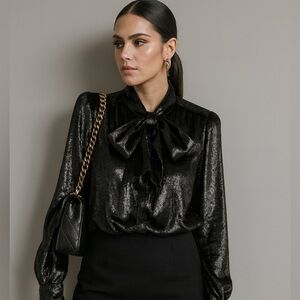 Frame Denim Black Shimmer Blouse